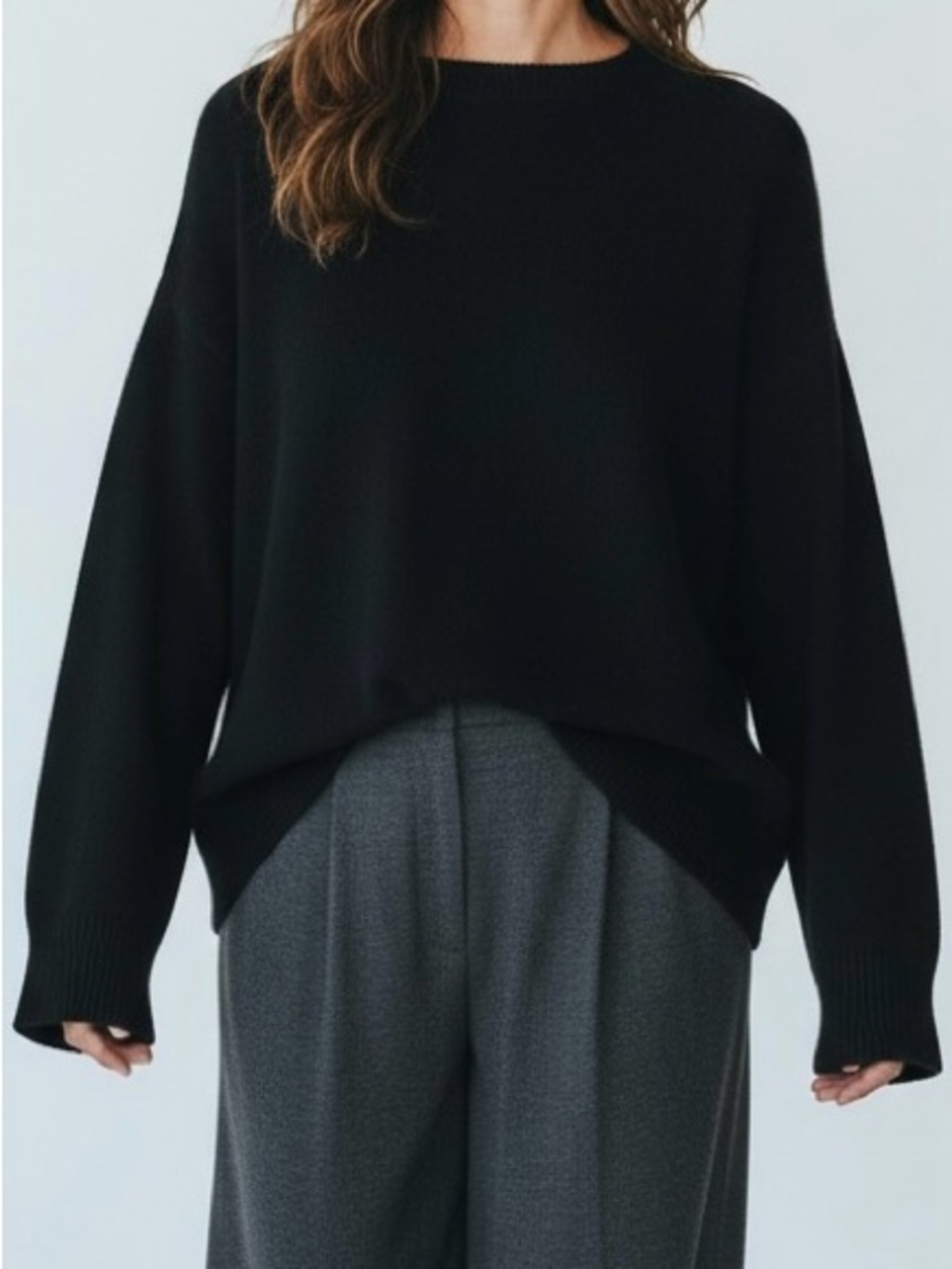 Magaschoni Black Cashmere Boxy Crew Neck Sweater NWT